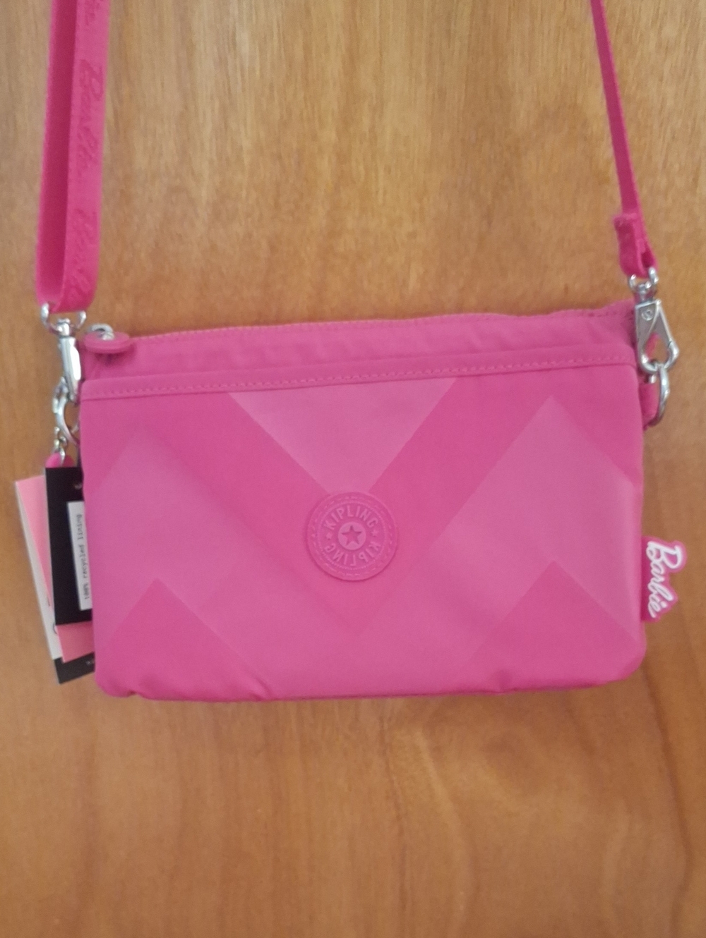 Kipling Barbie Hot Pink Chevron Crossbody Bag
